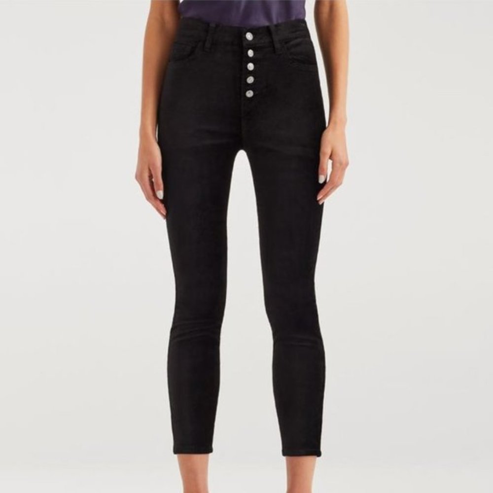 NWT 7 for All Mankind High Waist Ankle Super Skinny Black Velvet Jean